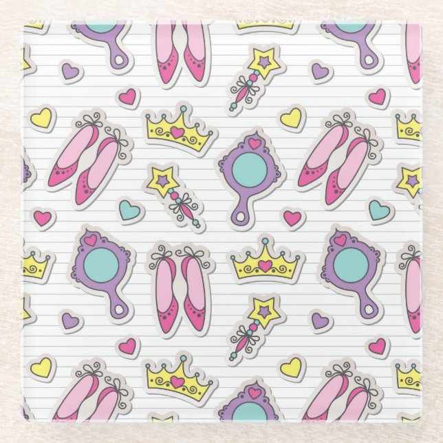 Posavasos De Vidrio modelo de la princesa de la mariposa (Anverso)