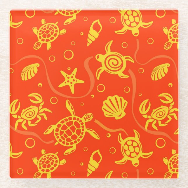 Posavasos De Vidrio Modelo de las tortugas (Anverso)