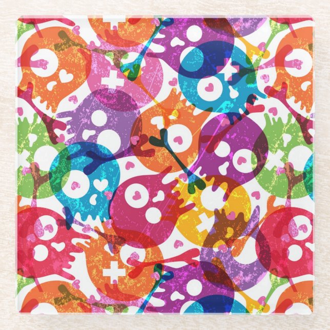 Posavasos De Vidrio Modelo de los cráneos (Anverso)