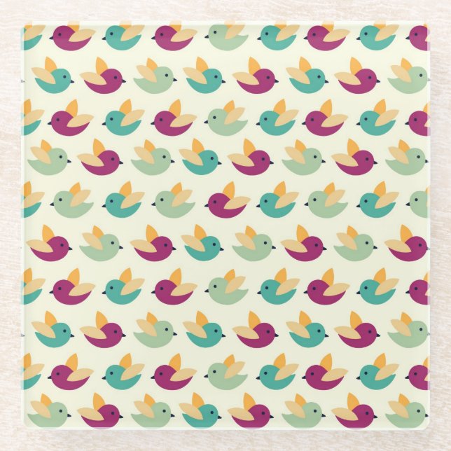 Posavasos De Vidrio Modelo de los pájaros (Anverso)