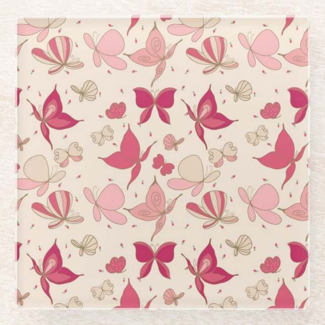 Posavasos De Vidrio modelo de mariposa 3 (Anverso)