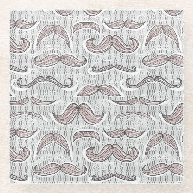 Posavasos De Vidrio Modelo de moda del bigote (Anverso)