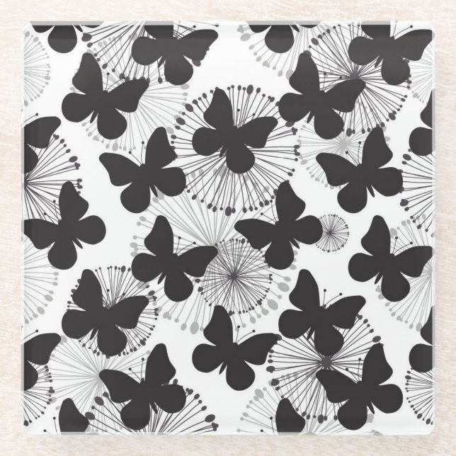 Posavasos De Vidrio modelo de una mariposa (Anverso)