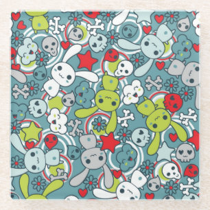 Posavasos De Vidrio modelo del azul del kawaii