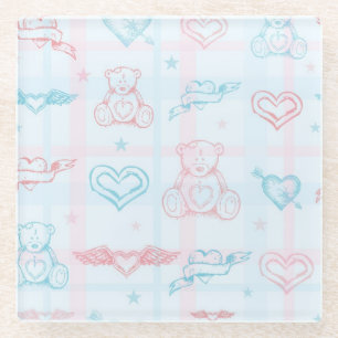 Posavasos De Vidrio modelo del bebé con el oso de peluche