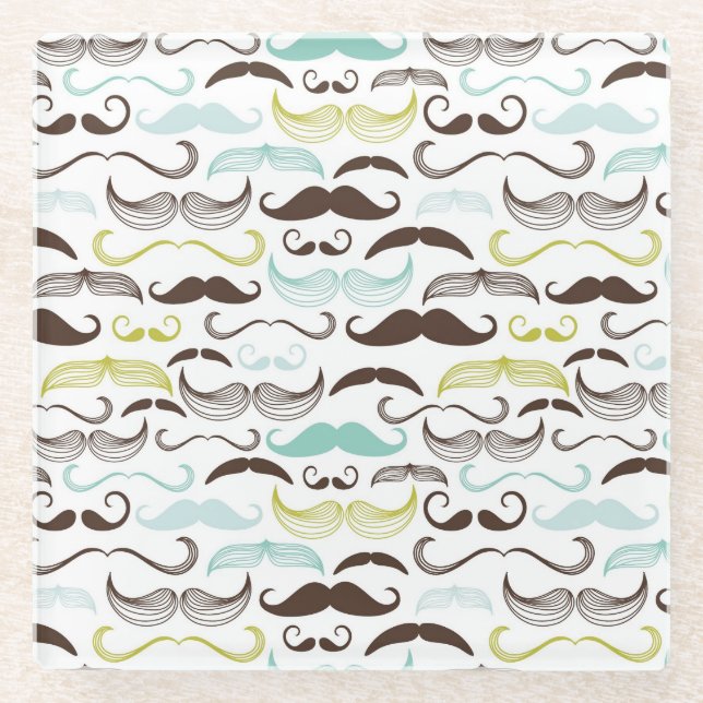 Posavasos De Vidrio Modelo del bigote, estilo retro 2 (Anverso)