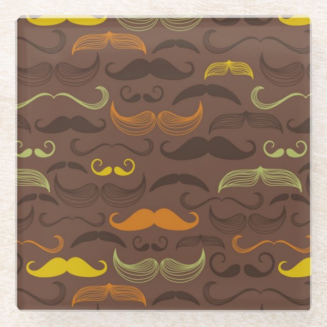 Posavasos De Vidrio Modelo del bigote, estilo retro 5 (Anverso)