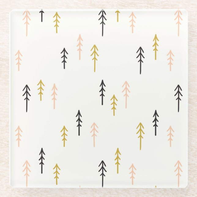 Posavasos De Vidrio Modelo del bosque del árbol de navidad (Anverso)