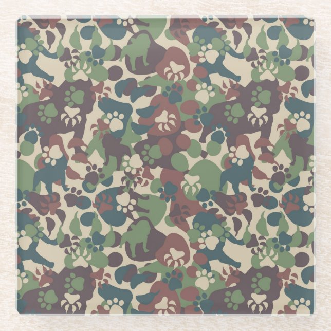 Posavasos De Vidrio Modelo del camuflaje del perro (Anverso)