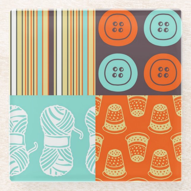 Posavasos De Vidrio modelo del Estallido-arte - cosiendo (Anverso)