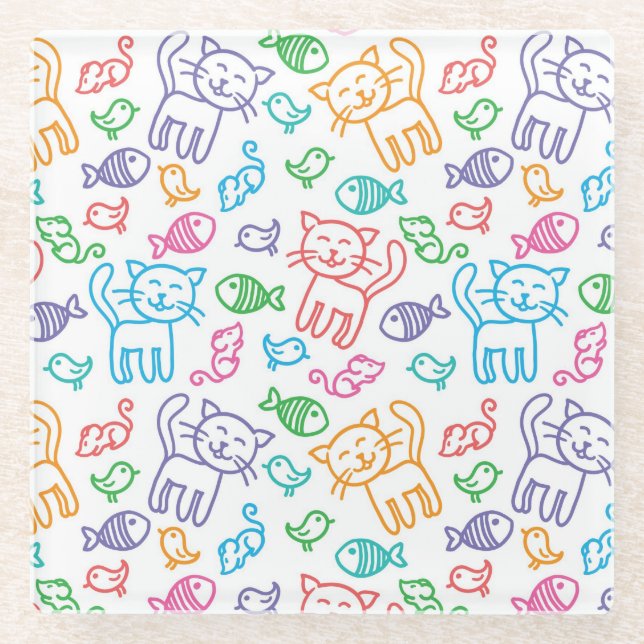 Posavasos De Vidrio modelo del gato (Anverso)