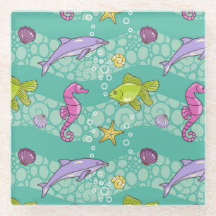 Posavasos De Vidrio Modelo del mar del verano