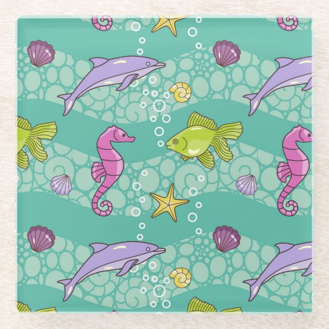 Posavasos De Vidrio Modelo del mar del verano (Anverso)