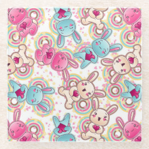 Posavasos De Vidrio Modelo del niño de Kawaii con Doodles lindos