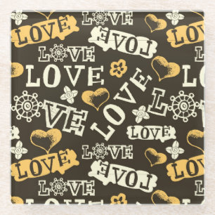 Posavasos De Vidrio Modelo dibujado mano del amor