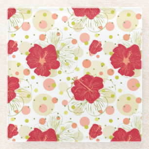 Posavasos De Vidrio Modelo dibujado mano del hibisco