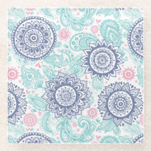 Posavasos De Vidrio Modelo étnico de Paisley