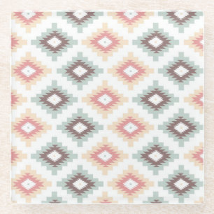 Posavasos De Vidrio Modelo geométrico en estilo azteca