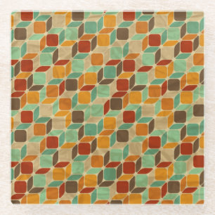 Posavasos De Vidrio Modelo geométrico retro 4