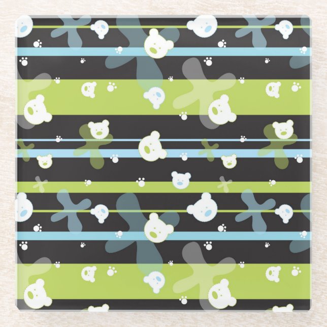 Posavasos De Vidrio Modelo lindo con pocos osos (Anverso)