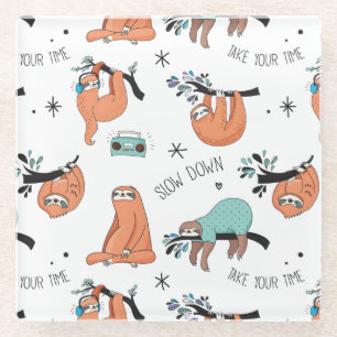 Posavasos De Vidrio Modelo lindo de la pereza