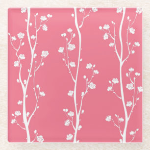 Posavasos De Vidrio Modelo oriental del flor del ciruelo