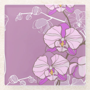 Posavasos De Vidrio Modelo púrpura de la orquídea
