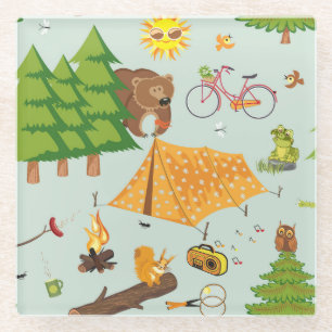 Posavasos De Vidrio Modelo que acampa