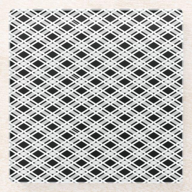 Posavasos De Vidrio Modelo rayado de la tela escocesa (Anverso)