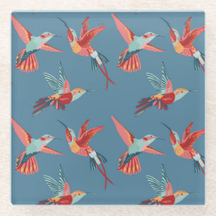 Posavasos De Vidrio Modelo retro 2 del colibrí