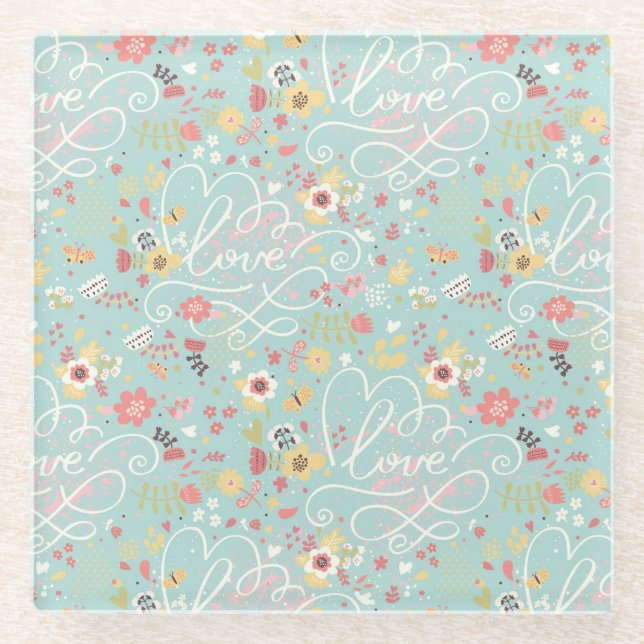 Posavasos De Vidrio Modelo romántico brillante moderno (Anverso)