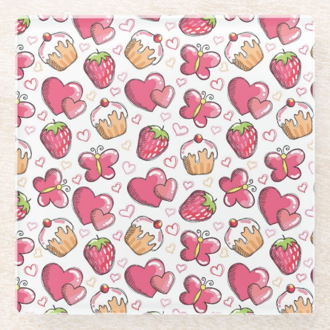 Posavasos De Vidrio modelo romántico de la comida (Anverso)