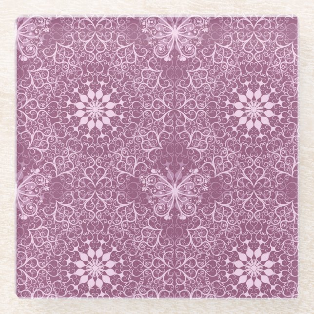 Posavasos De Vidrio Modelo rosado del vintage (Anverso)