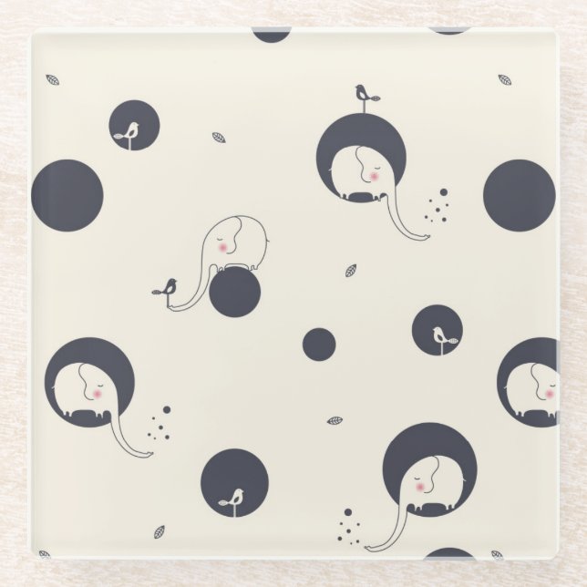 Posavasos De Vidrio Modelo tímido del elefante (Anverso)