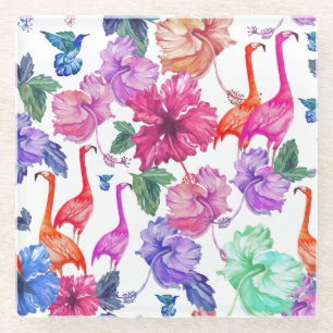 Posavasos De Vidrio Modelo tropical de la acuarela