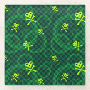 Posavasos De Vidrio Modelo verde de Emo con los círculos