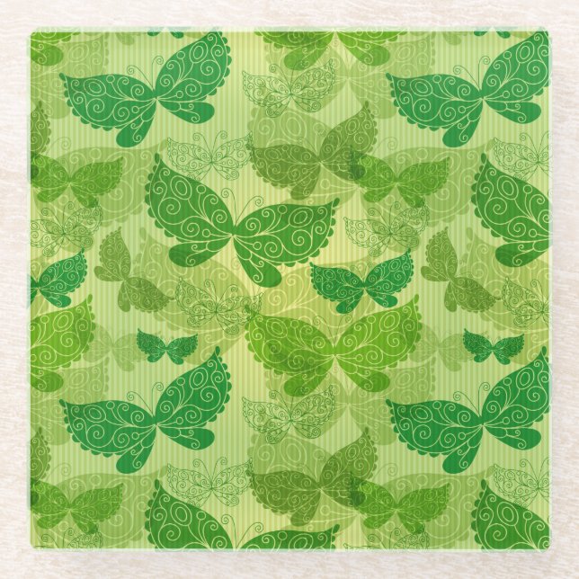 Posavasos De Vidrio Modelo verde de la primavera (Anverso)