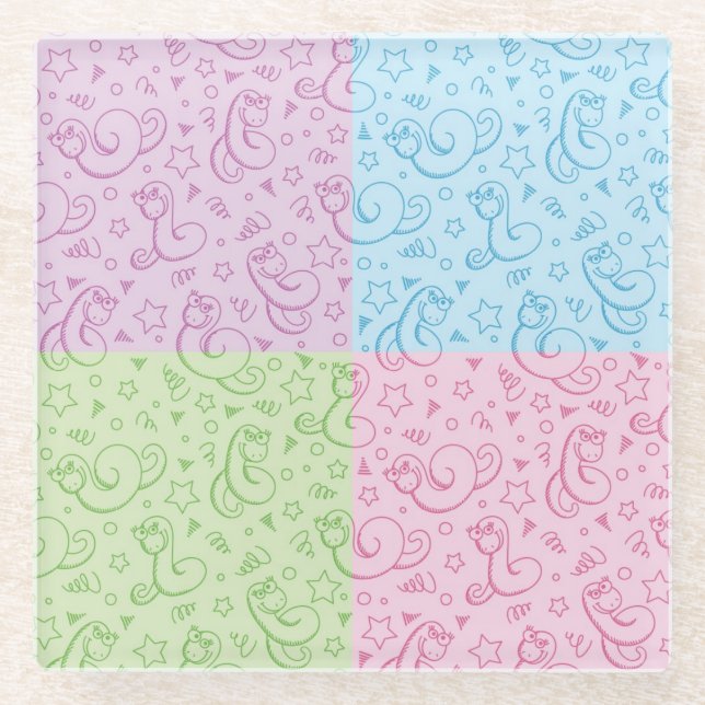 Posavasos De Vidrio modelos con las serpientes (Anverso)