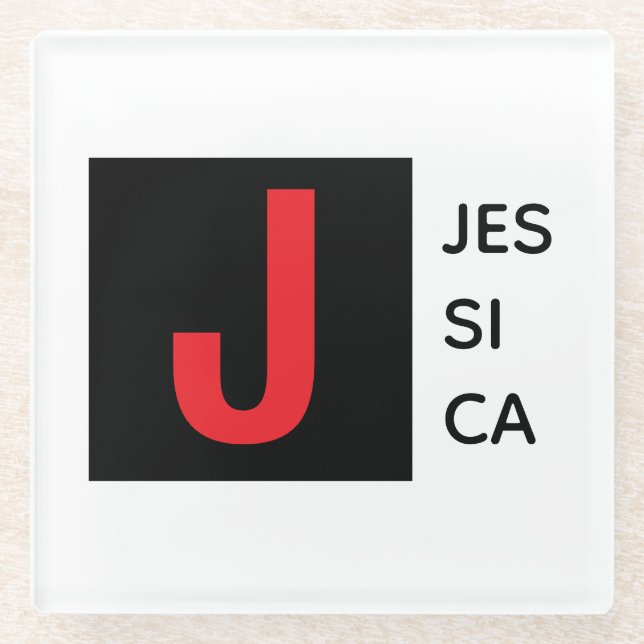 Posavasos De Vidrio Modern Elegant Plain Professional Name Monogram (Anverso)