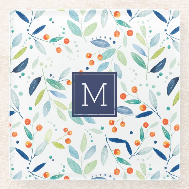 Posavasos De Vidrio Modern Pastel Botanical Pattern (Anverso)