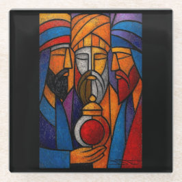 Posavasos De Vidrio Modern Stained Glass Three Wise Men