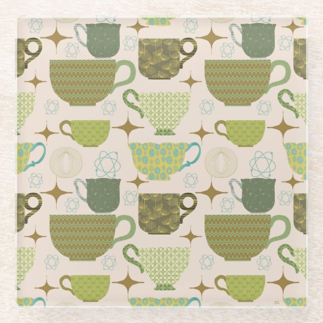 Posavasos De Vidrio Moderna enseñanza de mediados de siglo (Anverso)