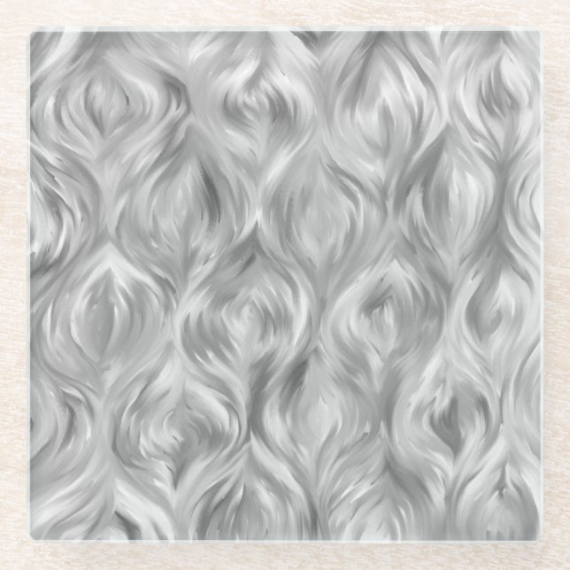 Posavasos De Vidrio Moderna escayola de bebidas de arte blanco y gris (Anverso)