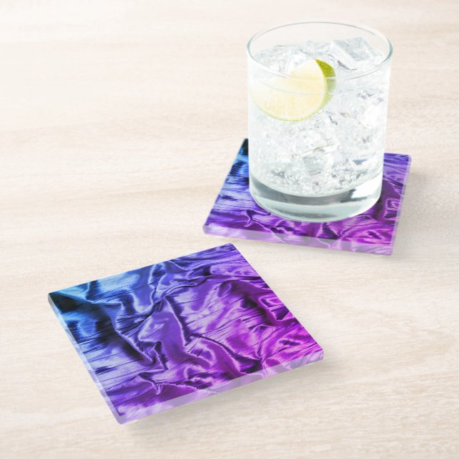 Posavasos De Vidrio Moderna escayola de vidrio de terciopelo azul púrp (Angular)