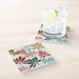Posavasos De Vidrio Moderna escayola floral colorida
