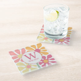 Posavasos De Vidrio Moderna familia Personalizado Color del agua Flor 