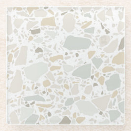 Posavasos De Vidrio Moderna y sencilla mosaico blanco Terrazzo