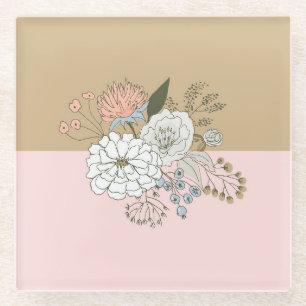 Posavasos De Vidrio Moderno Bouquet de bloques de colores