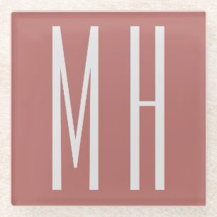 Posavasos De Vidrio Moderno Monograma Profesional Llanto Minimalista