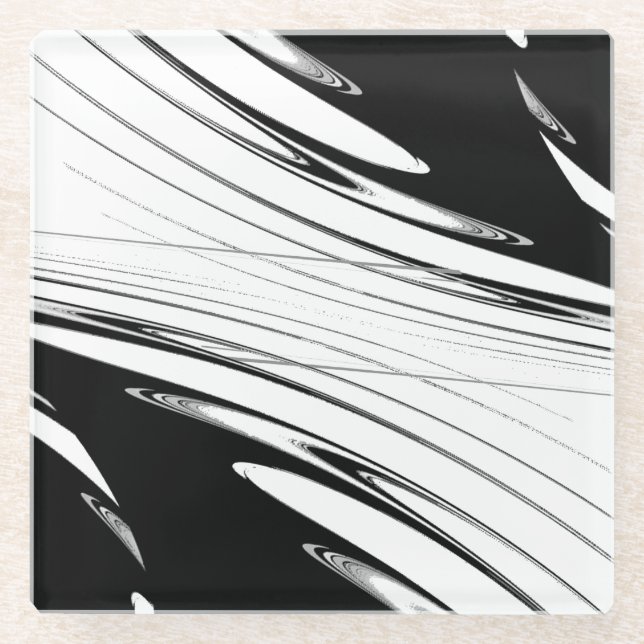 Posavasos De Vidrio Moderno negro y blanco (Anverso)